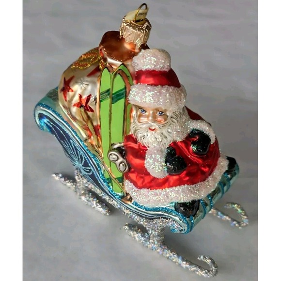 Other - Glass Ornament "Santa's Sleigh" - Hand Painted in Poland - Radko Inspired